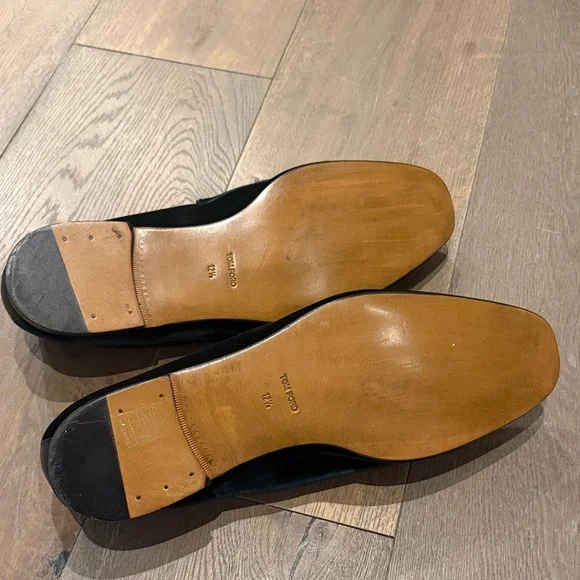 Tom Ford Black Loafers with Gold Chain Accent